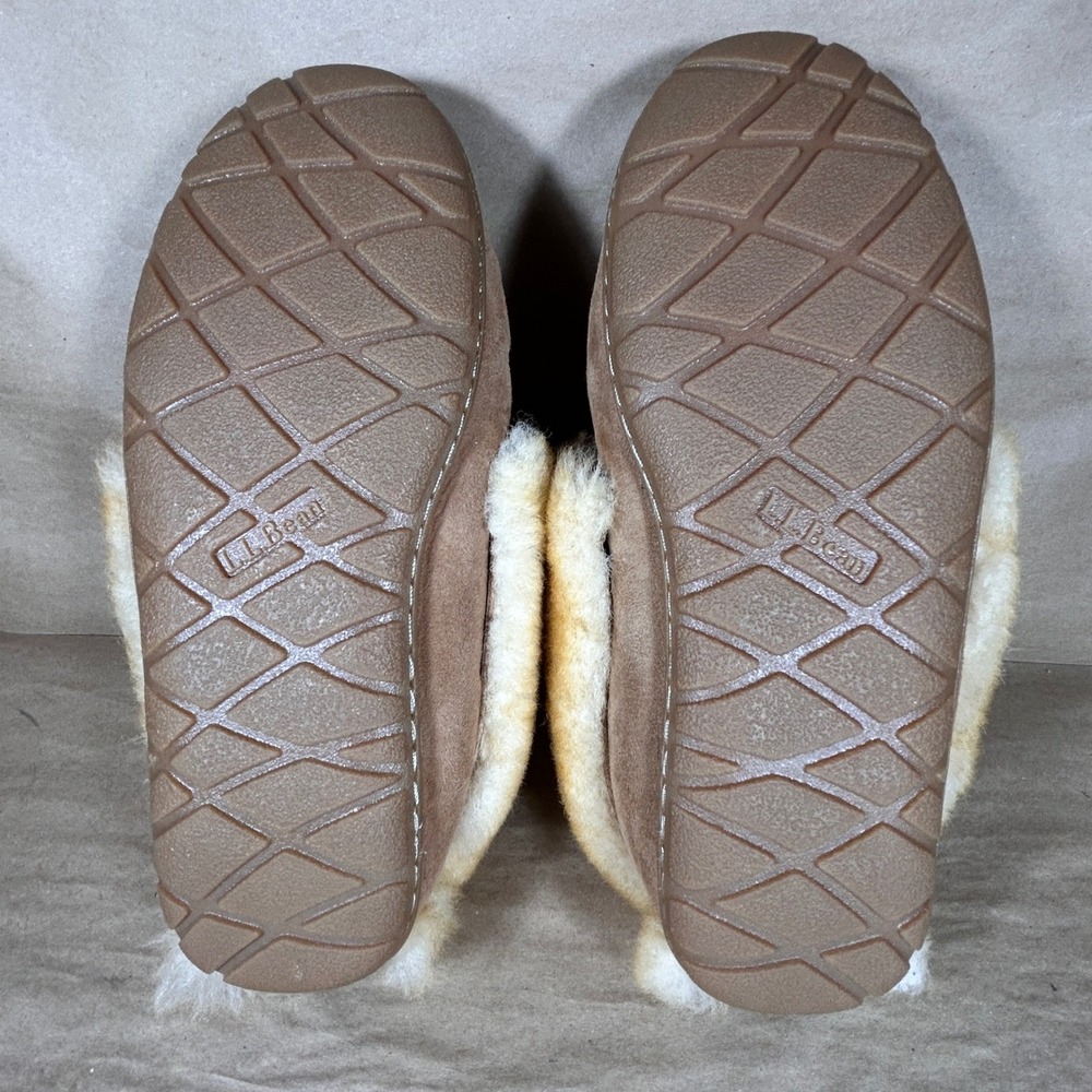 L.L. Bean lamb fur lined leather moccasin slippers women's size 9 brand new - Picture 7 of 12